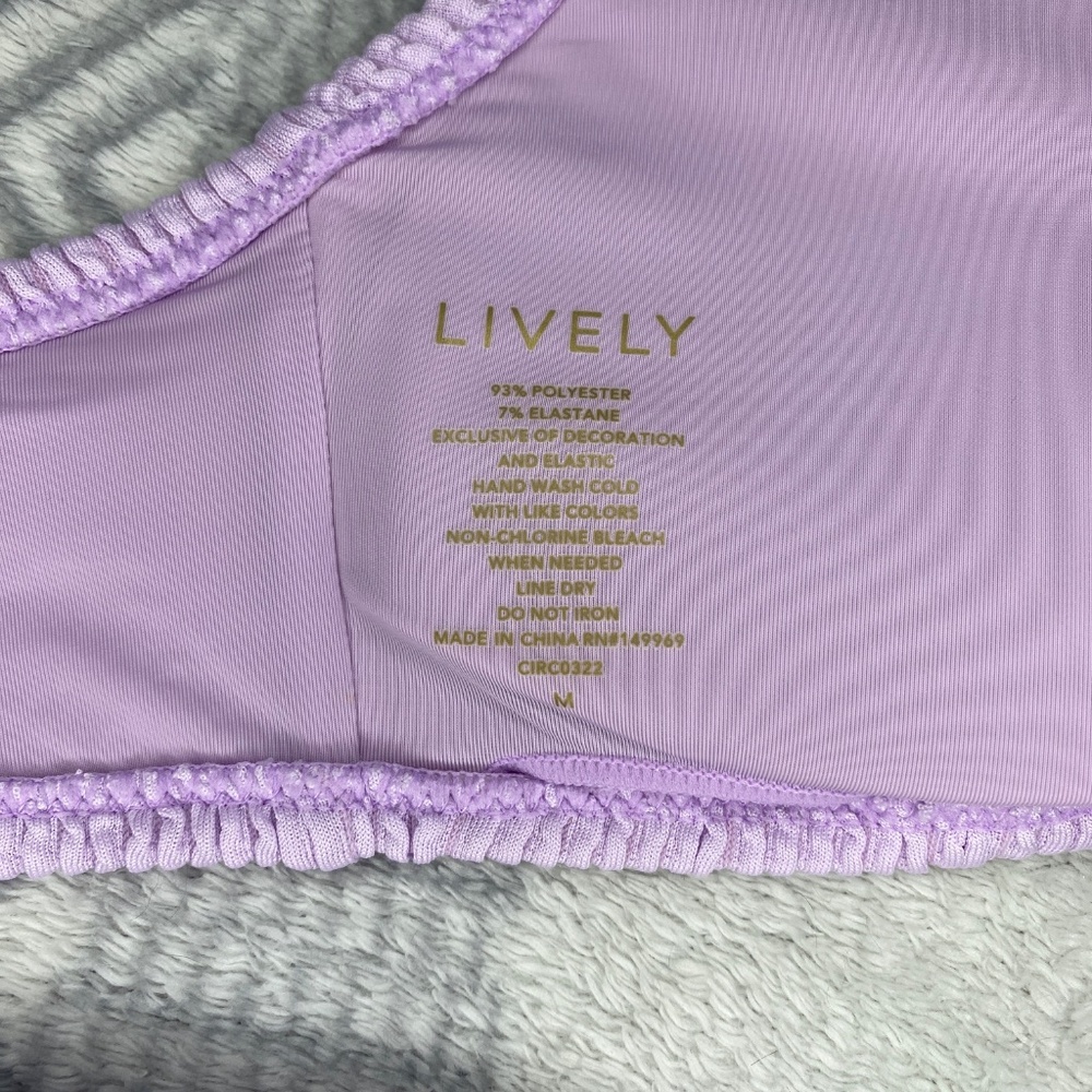 Lively Ruched Plunge Bralette & High Waist Swimsuit Bikini Lilac Size M NWOT - Picture 3 of 16